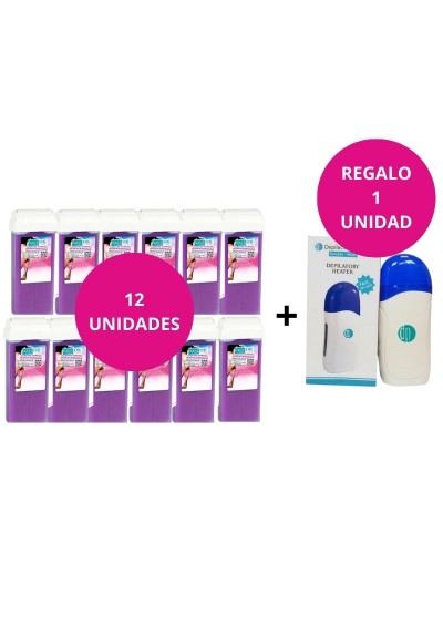 KIT DEPILACIÓN DEPIL- OK (12 ROLL-ON LAVANDA+ FUNDIDOR CERA BELLAVIDA)