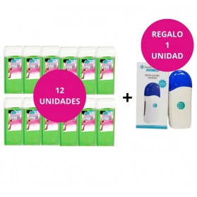 KIT DEPILACIÓN DEPIL- OK (12 ROLL-ON ALOE VERA+ FUNDIDOR CERA BELLAVIDA)